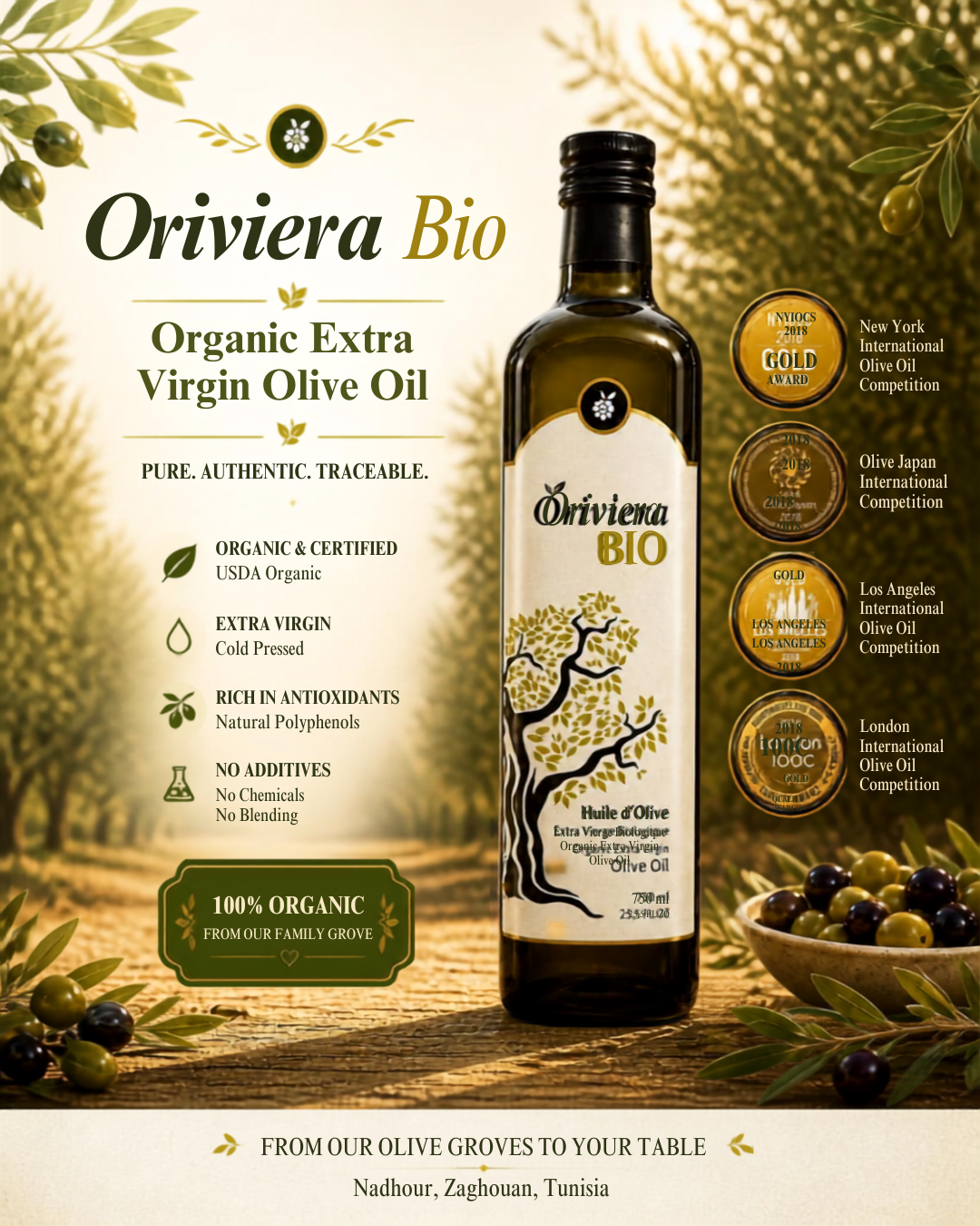 Extra virgin olive oil from Tunisia