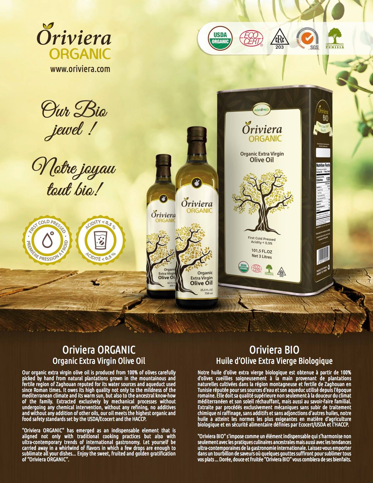 Oriviera Extra Virgin Olive Oil – 3L